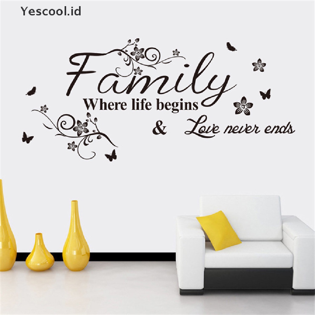 Stiker Dinding decal Desain family where life begins Dan love never ends