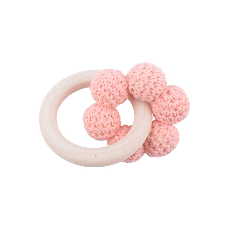 Mary Mainan Rattle Teether Manik-Manik Kayu Untuk Bayi