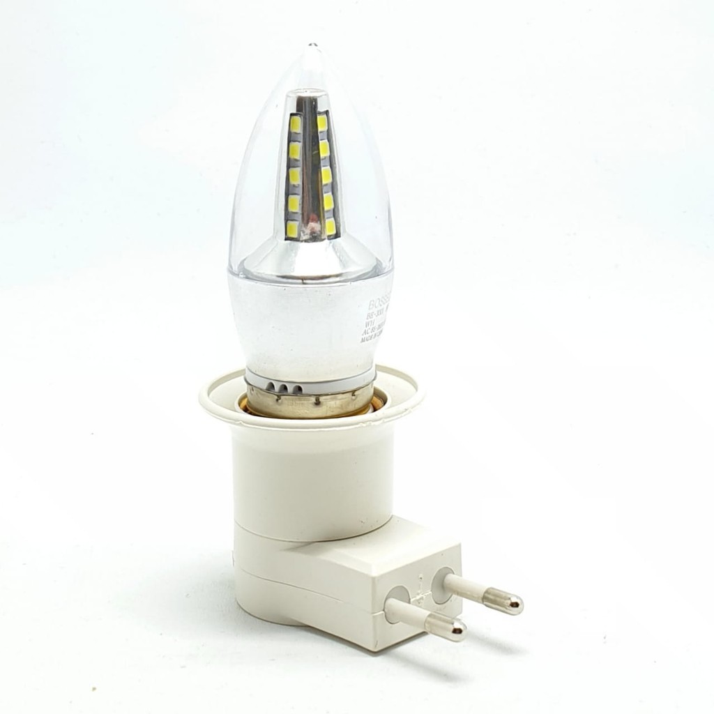 BSC BE-3001 E27 5W WW Kuning Lampu Led Candle Lampu Lilin + Linux Fiting Colok Switch / LAMPU TIDUR