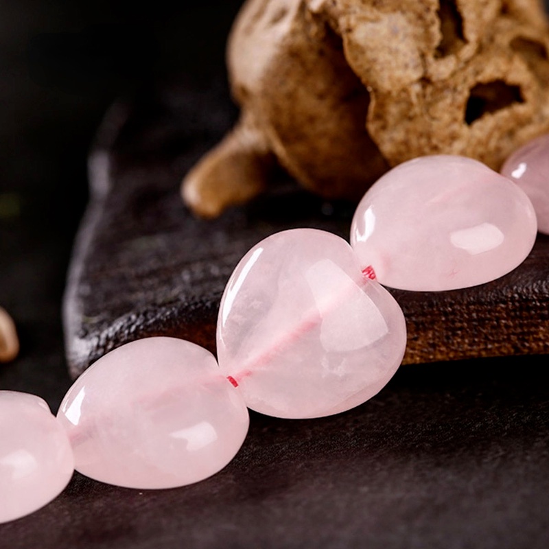 Kerajinan DIY Batu Permata Membuat Perhiasan Dipoles Ukir Berbentuk Hati Batu Penyembuhan Pretty Pink Rose Quartz Crystal