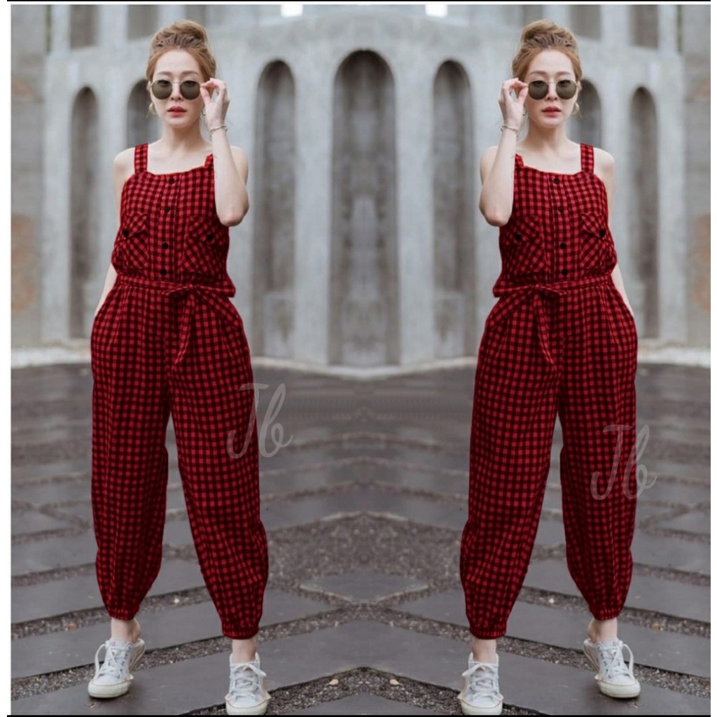 FWG - JS ASHLEY / JUMPSUIT KOTAK WANITA / JUMPSUIT WANITA KOTAK TERBARU / JUMPSUIT WANITA KOREA KOTAK / JUMPSUIT SQUARE WANITA KEKINIAN