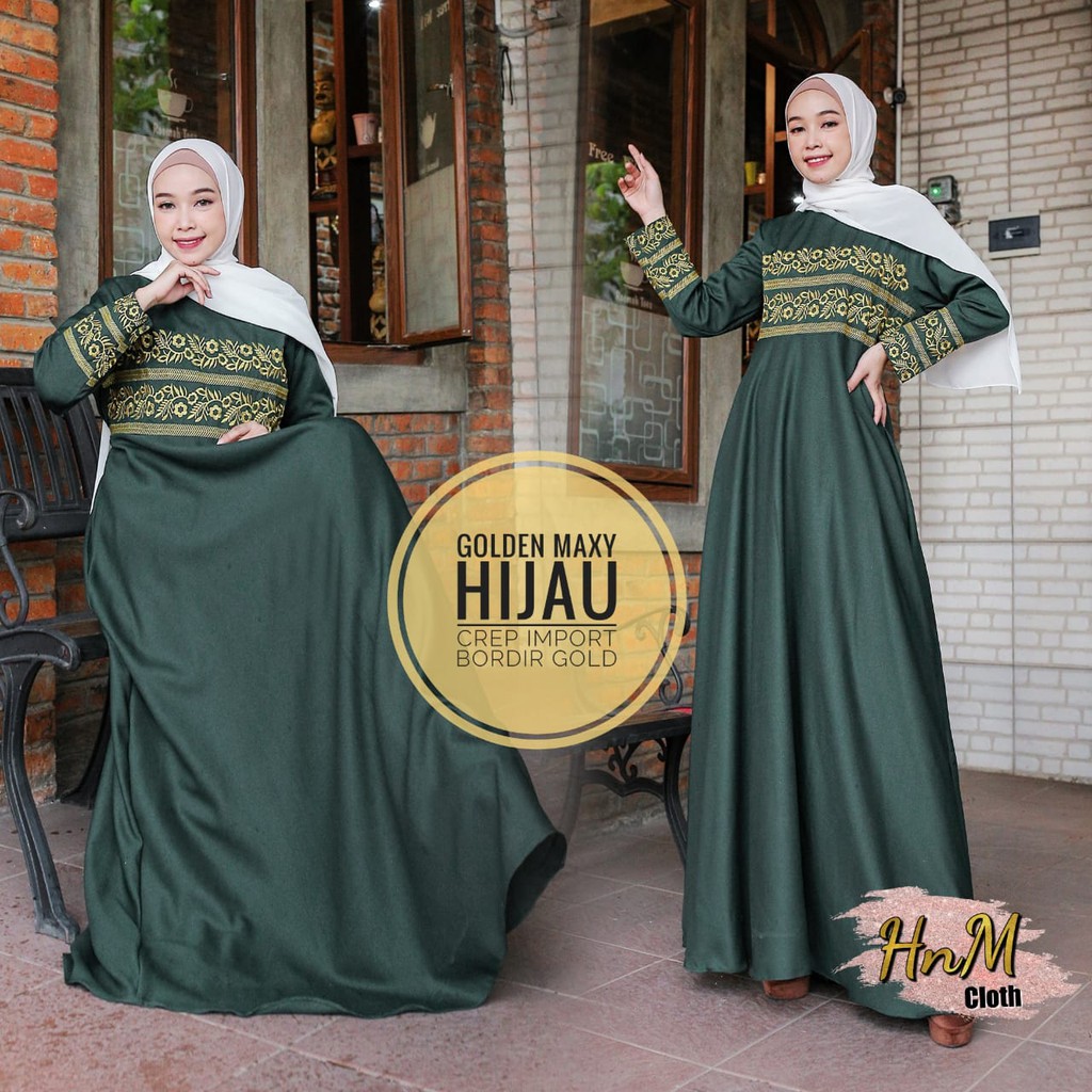 Dress Maxi Golden Fashion Muslim/Ori Hijup/Gamis/