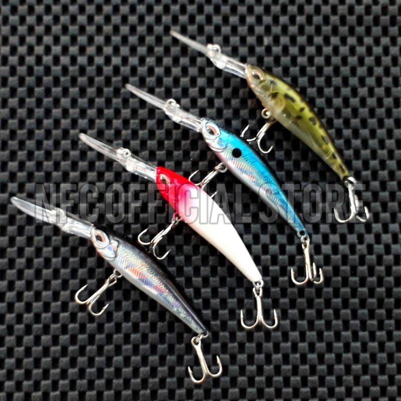 Lure minnow FLOATING lidah panjang Blackbass, Panjang body 6 cm panjang lidah 3 cm berat 6 gram