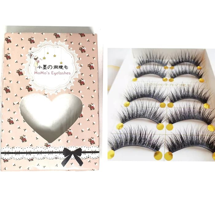 5 Pasang Bulu Mata Palsu Handmade Lembut Tebak Hitam Momo Eyelash