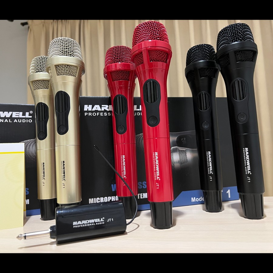 MICROPHONE MIC WIRELESS MIKROPON MIK TANPA KABEL HARDWELL JT1 JT-1 ORIGINAL ORI BAGUS TERBAIK TERLAR