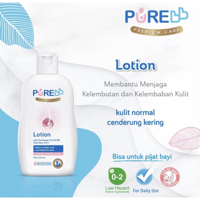 Pure baby lotion 200 ml ( lotion bayi menghaluskan kulit )