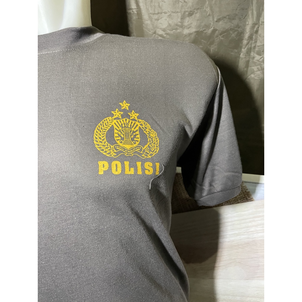 Kaos Cokelat Polis* | Kaos Oblong Polos Police | Kaos Dalaman | Kaos Polos Dalaman