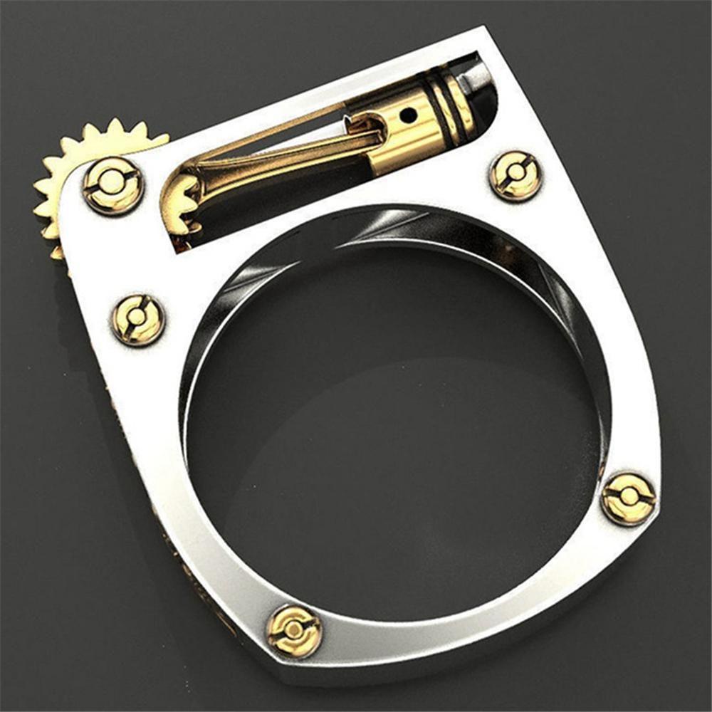 Lily Mekanik Gear Roda Cincin Wanita Perhiasan Two-Tone Fashion Steampunk Vintage Biker