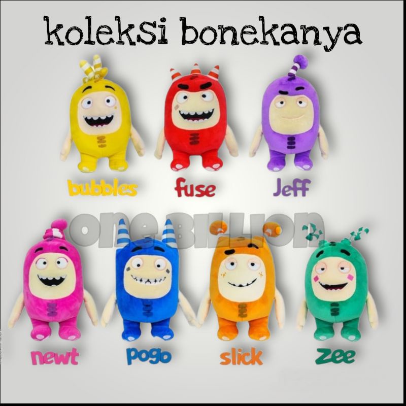 Oddbods Boneka Plush Toys bubbles fuse jeff newt pogo slick zee