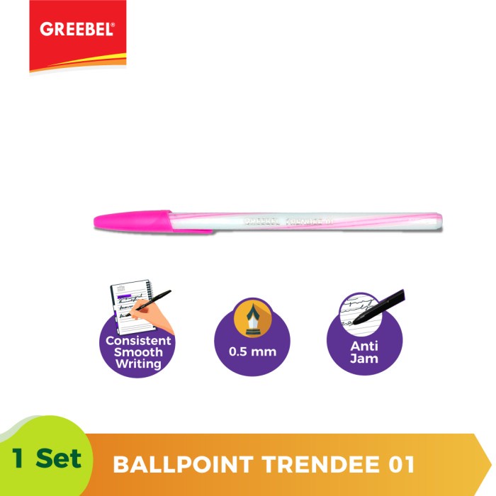 Ballpen Pulpen Greebel Ballpoint Trendee0.1 Black - 12pcs.