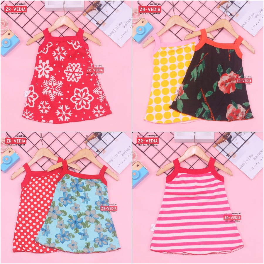 Tanktop Dress Bayi 0-12 Bulan / Baju Tidur Baby Adem Bahan Kaos Daster Meylan Dres Anak Perempuan kiosbalitaaprilia