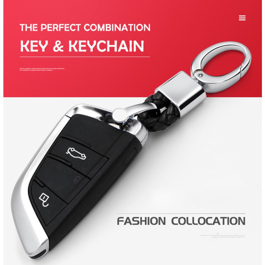 1 pcs Auto Kulit Merajut Logam Keychain Mobil Keyfob Disesuaikan Untuk Logo Mobil Keychain