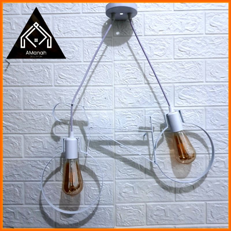 [COD] PAKET KOMPLIT KAP LAMPU GANTUNG SEPEDA/NORDIC IRON BIKE VINTAGE DEKORASI LAMPU GANTUNG MISTER