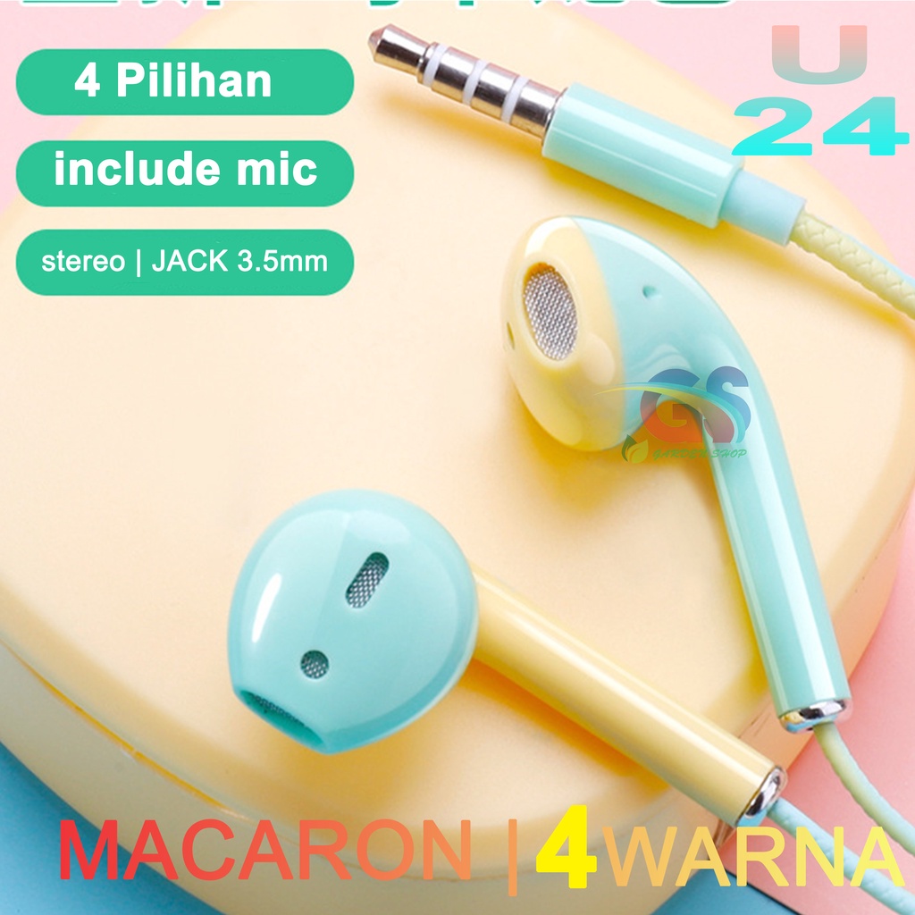 HEADSET MACARON u24 EXTRA BASS HIFI | Two Tone 4WARNA PILIHAN FAVORIT