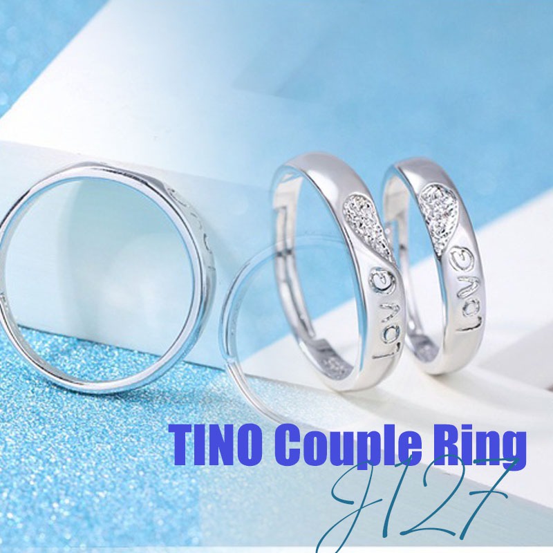 TTCR-RRJ127 TINO Cincin Couple Titanium Perak 925 Anti karat/Cincin Lamaran Couple Premium Murah