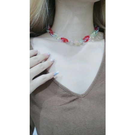 Kalung Choker Rantai Akrilik Transparan Retro Chain Acrilic