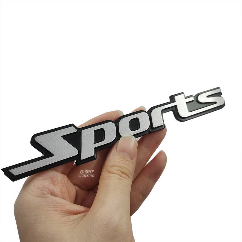 1pc Stiker Emblem / Badge Tulisan Sports Bahan Metal Untuk Dekorasi Mobil Universal