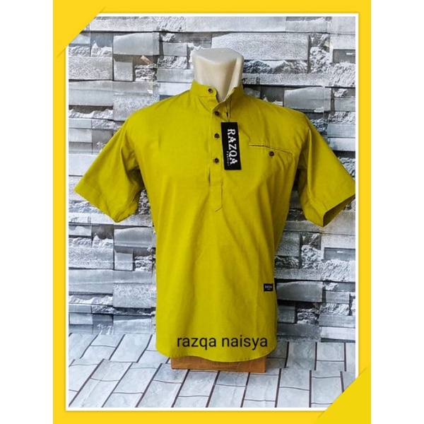 Kemko Hijau Lemon / COD Kemeja koko Pria / Kemko Pendek polos