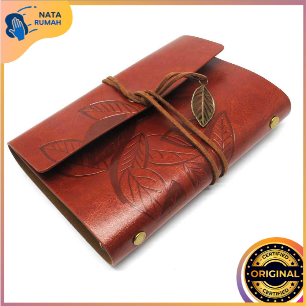 

PHANTACI Buku Catatan Binder Kulit Retro Leaf Kertas A6 - BSD666