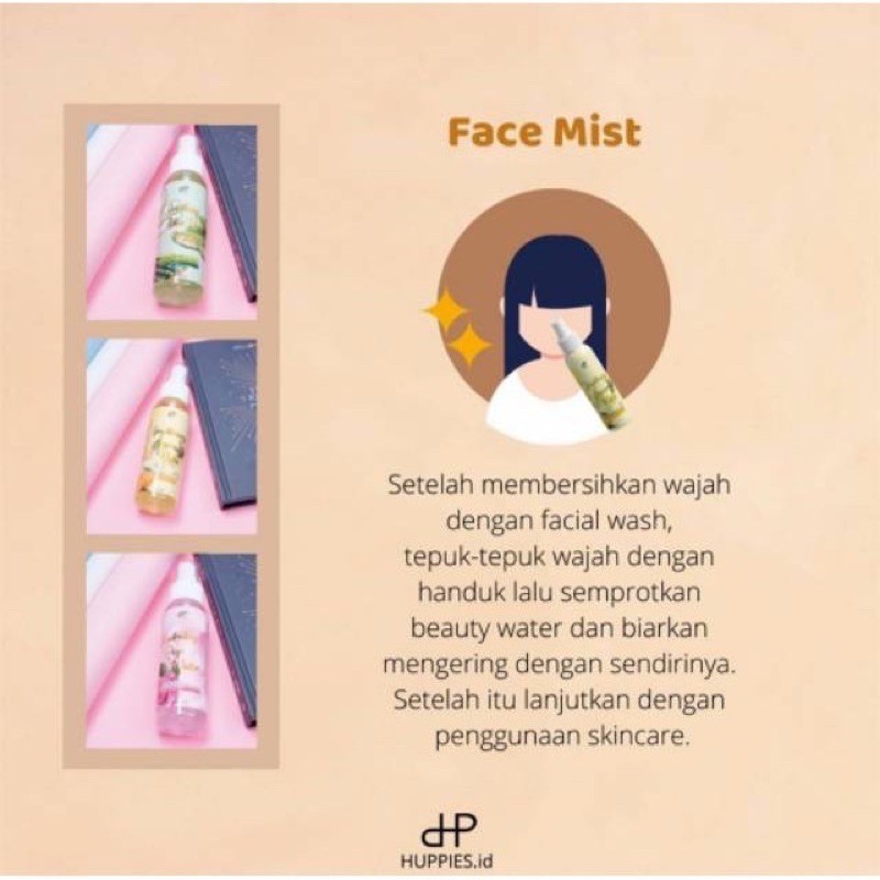 [AGEN RESMI] BPOM HUPPIES BEAUTY WATER / FACE MIST HUPPIES / ROSE WATER / LEMON WATER / ALOE WATER