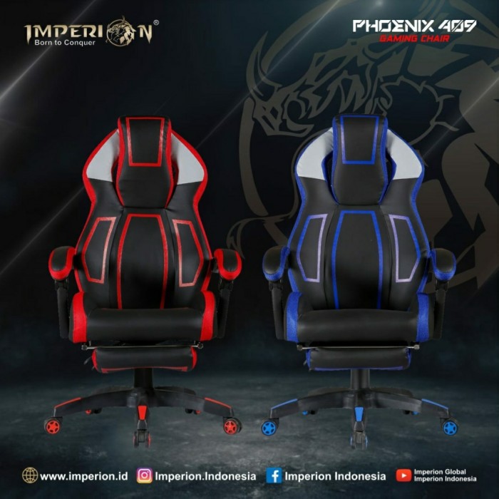 Gaming chair imperion PU leather with foot rest Phoenix 409 - bangku racing kursi kantor