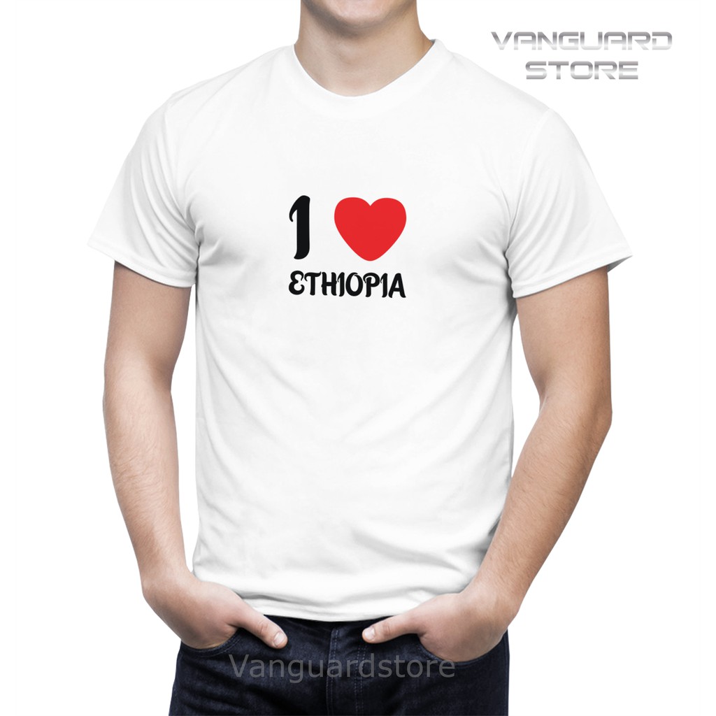 KAOS I LOVE ETHIOPIA COMBED 20S COWOK WANITA PRIA COWO UKURAN BAYI - DEWASA JUMBO BIG SIZE 0 - 4XL