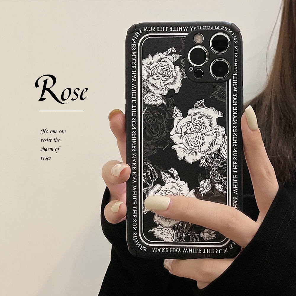 Case Bahan Kulit Motif Mawar Gaya Vintage Untuk Iphone 7 8 PLUS X XR XS 11 12 13 14 MINI PRO MAX SE 2020