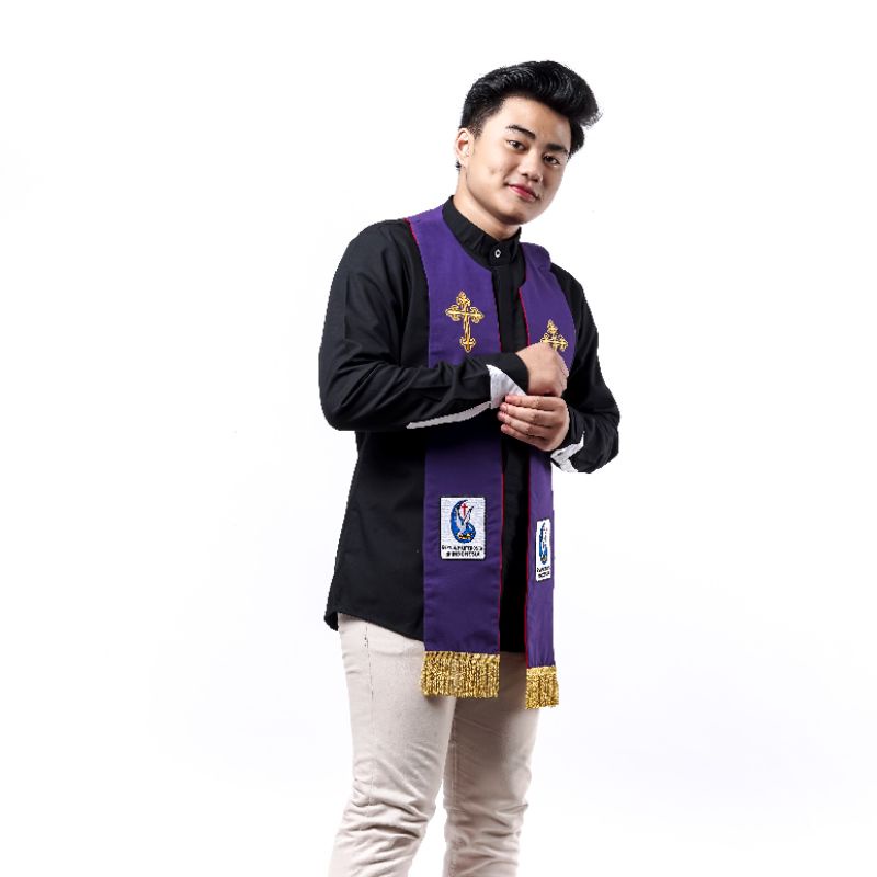 GPdI -  Stola Merah Ungu Bordir - Cotton Tropical - Jos Miracle Bandung - Miracle - JMB