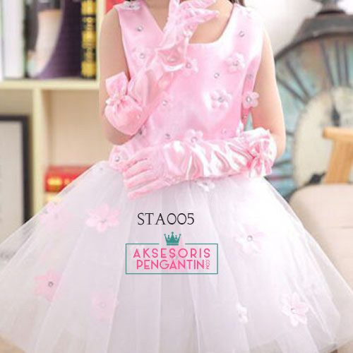 [READY STOK] SARUNG TANGAN ANAK PESTA AKSESORIS WEDDING GLOVES SATIN PINK STA005