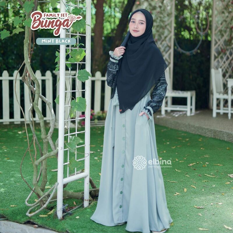 Set Dres Bunga dan khimar Square segiempat  By elbina hijab best seller