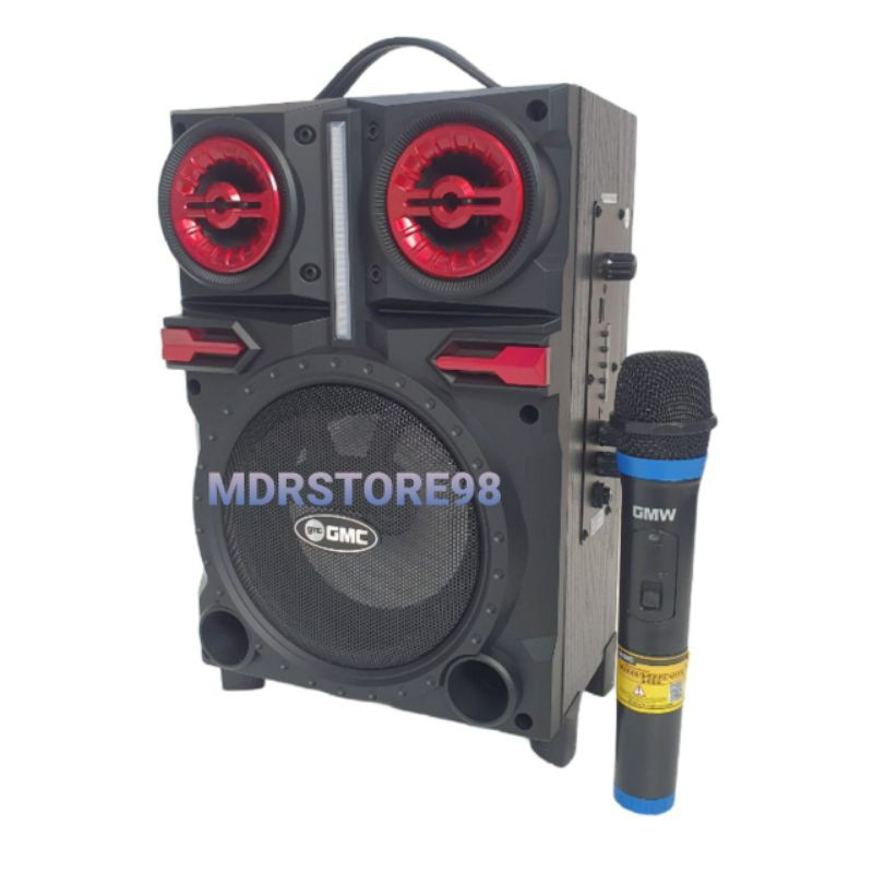 Speaker Aktif Portable GMC 897Q Bluetooth Karaoke Radio Extra Bass + Mic Wireless Original
