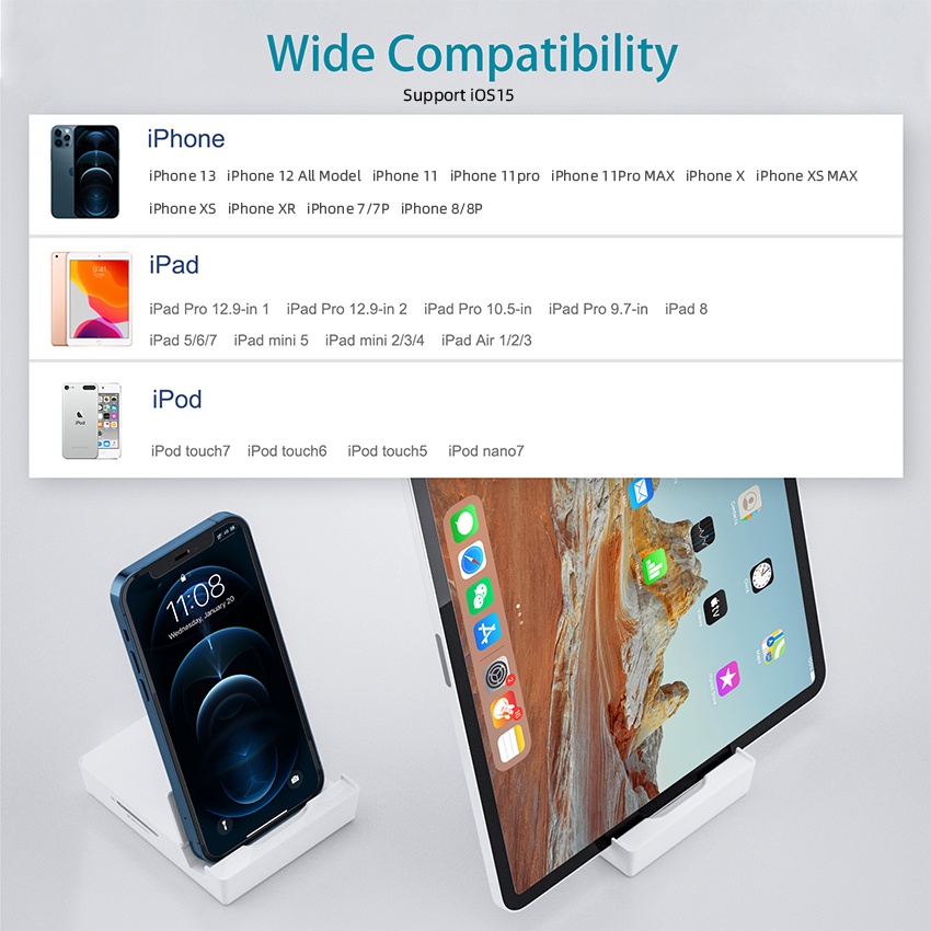 FEINODI Docking Station Lightning OTG Card Reader Adapter USB Rj45 Connector HDMI 4K AV HUB Dock