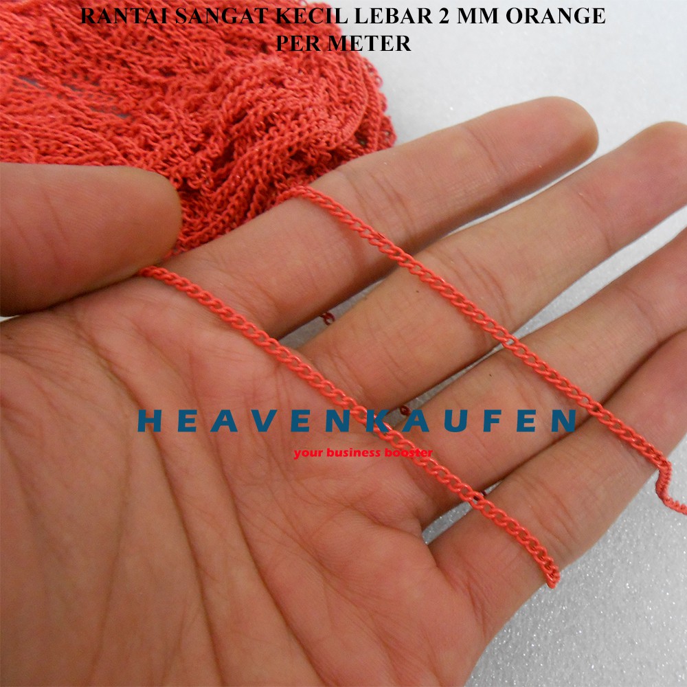 Rantai Sangat Kecil Lebar 2 mm Warna Orange Untuk Rantai Craft Strap Masker Dll Harga Per Meter