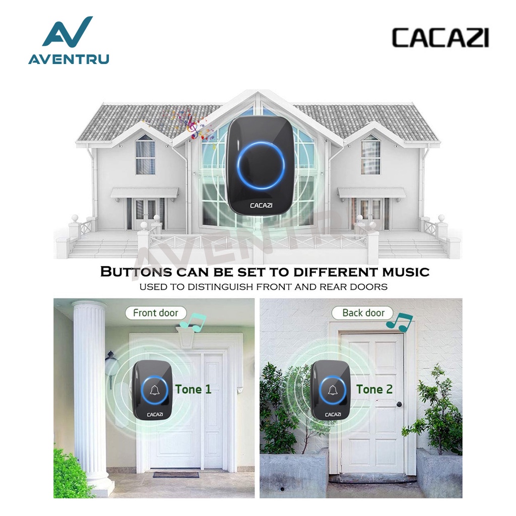 Cacazi Wireless Door bell Doorbell Waterproof IP44 Bel Pintu Rumah 1 Receiver