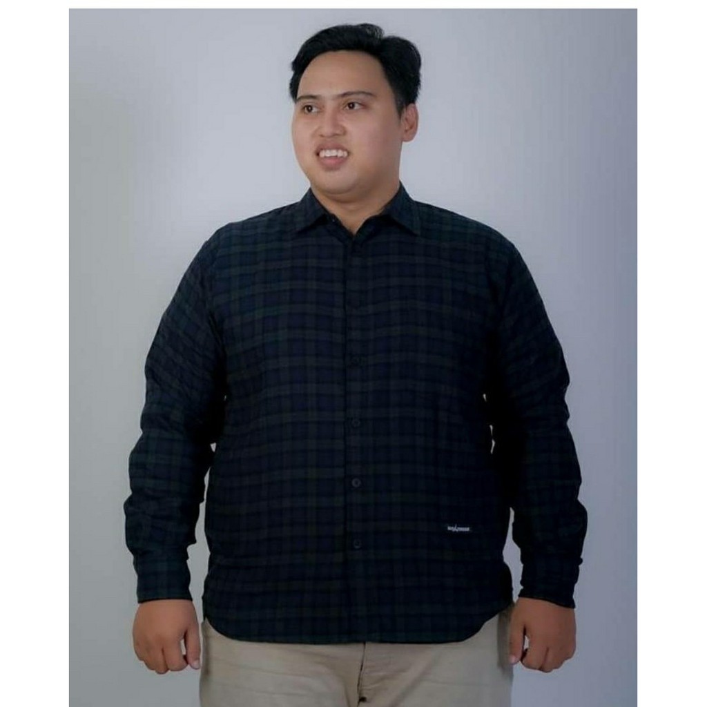 baju kemeja flanel pria lengan panjang big size jumbo