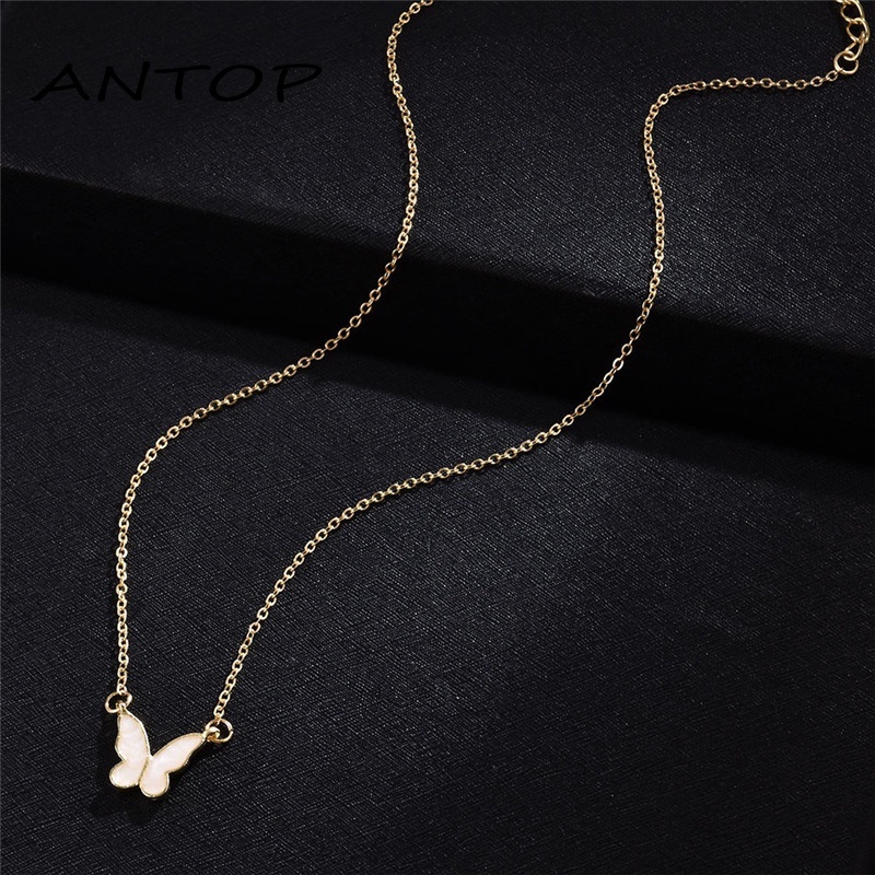 Korea Kalung Kupu-kupu Manis Warna Kalung Fashion Liar Necklace ANTOP