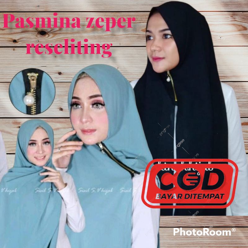 pasmina zeper reseliting bagus  terbaru/ terlaris hijab zeper pasmina untuk ukuran 175x75cm