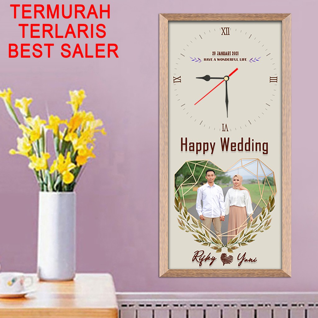 JAM DINDING CUSTOM UNIK KADO WEDDING ULANG TAHUN WISUDA GRADUATION KADO VALENTIN CETAK FOTO PRIBADI-JMR 1