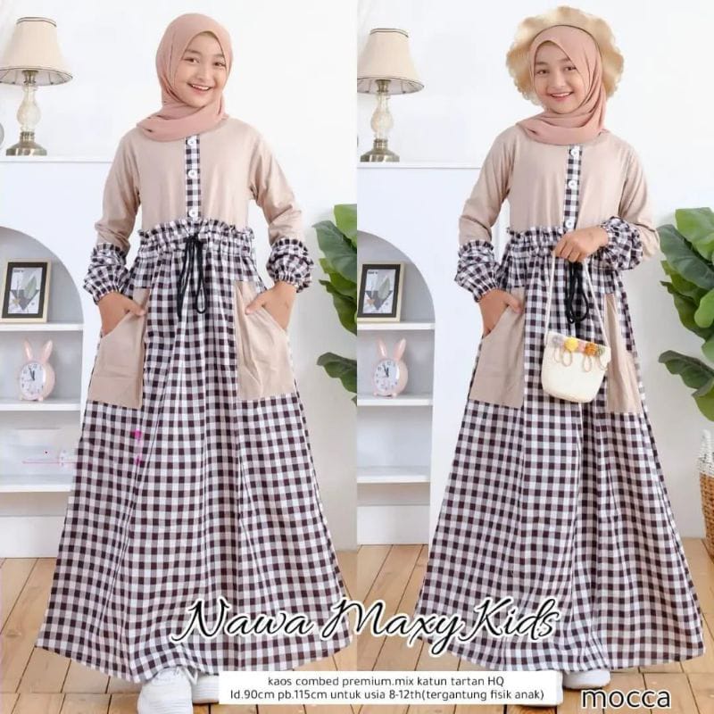 TERBARU !! Nawa Maxy Kids / Baju Syari Anak Perempuan Terbaru 2022 / gamis terbaru 2022 modern lebaran kekinian / Baju Muslim Anak Ukuran Tanggung 5-15 Tahun / Baju Gamis Anak Wanita / Gamis Anak Bahan moscrepe / Baju Muslim Remaja Umur 12 Tahun / COD