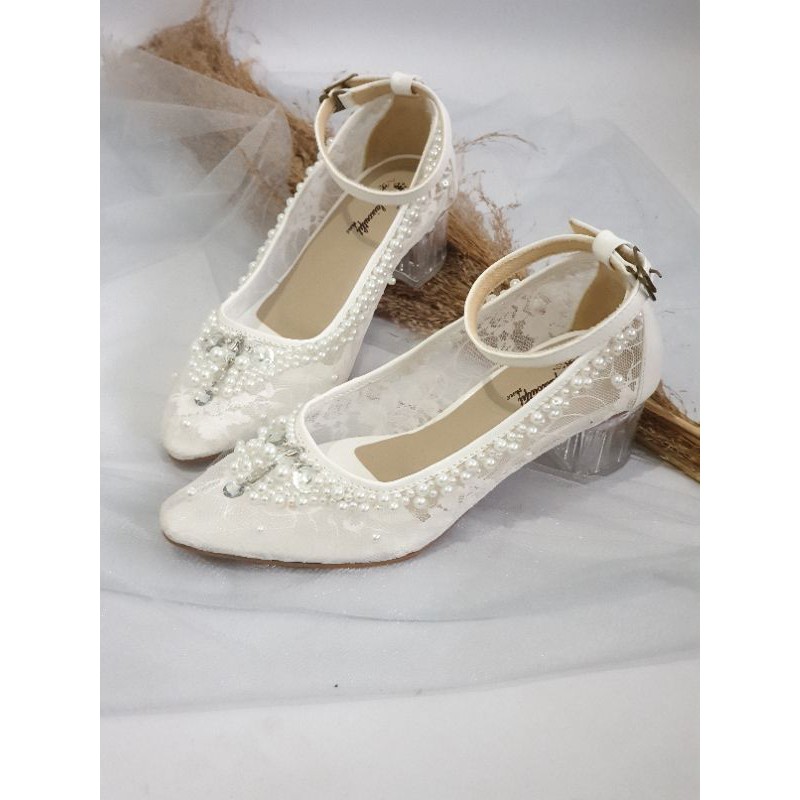 sepatu sayfira putih sepatu wedding cantik termurah 5cm