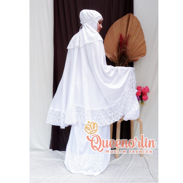 MUKENA- MUKENA KATUN RAYON SUPER RENDA MEWAH (ADEM DINGIN) - PUTIH -MUKENA.