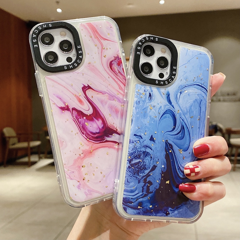 Case Pelindung Shockproof Motif Marmer Bening Untuk iphone 13 12 Pro Max X XR XS Max 6 7 8 Plus