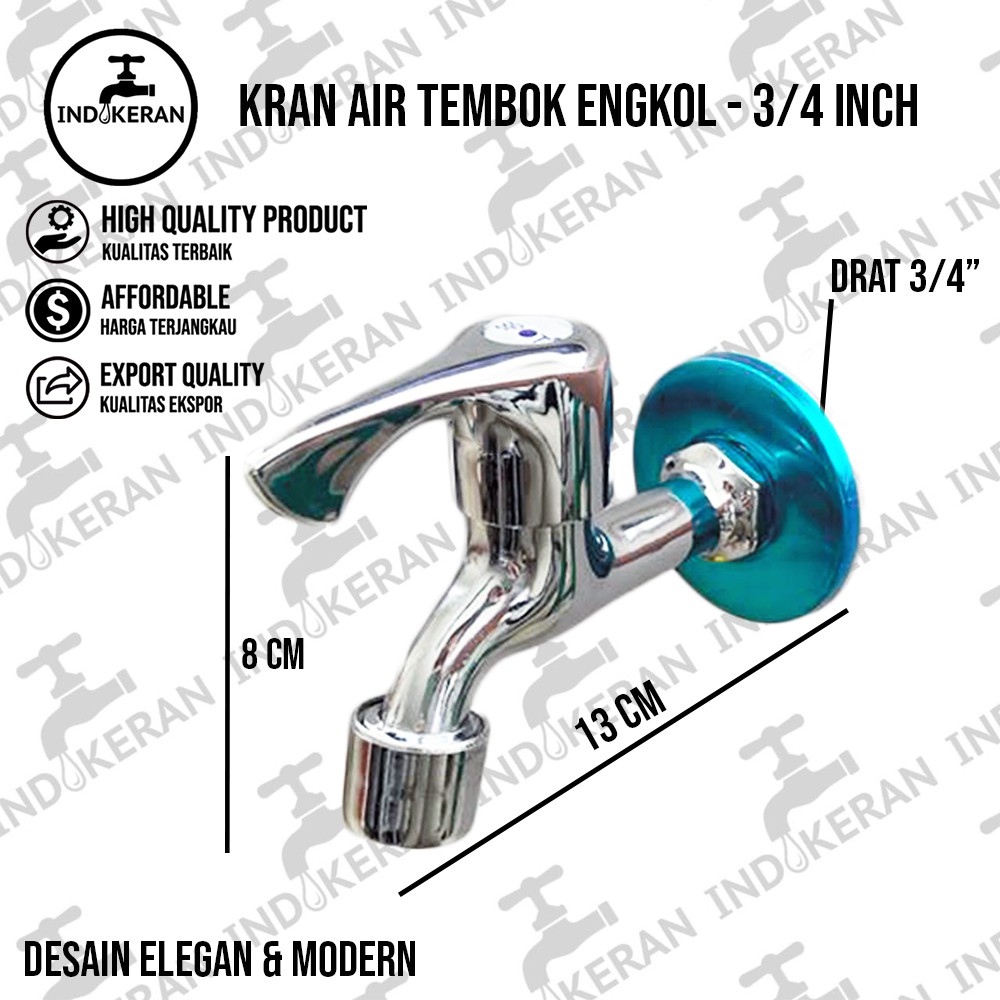 INDOKERAN - Kran Air Tembok Engkol - 3/4 Inch - High Quality