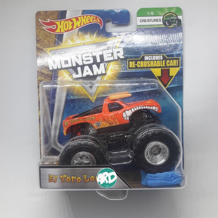 Hotwheels - Monster Jam - El Toro Loco - Red - w/ Re-Crushable Car