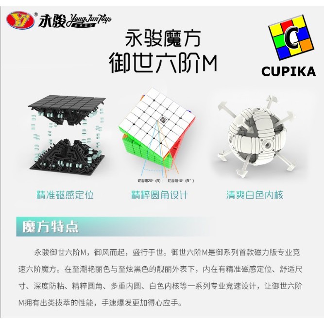 Rubik 6x6 Yongjun Yushi V2m V2 M 6x6 Stickerless magnetic Original