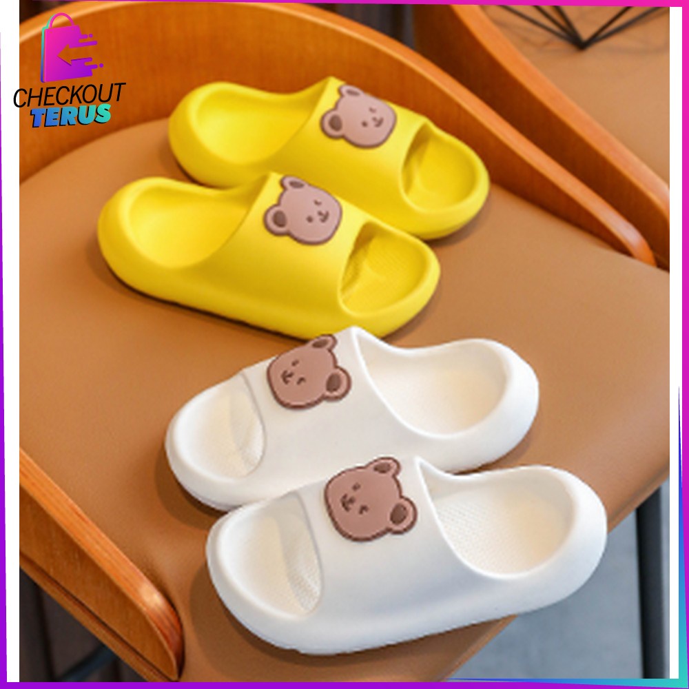 CT S45 Sandal Anak Perempuan Laki Laki Model Slip On Motif Beruang Anti Slip Bear Baby Slippers High Quality Import