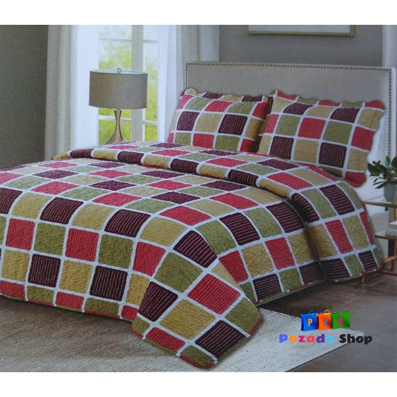 Selimut Bed Cover Vintage Story - Bedcover Shabby Chic - Quilt Cover King Katun motif Patchwork Size