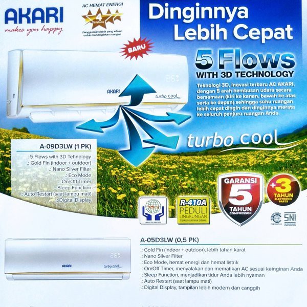 AC Akari 1/2pk 05D3LW Hemat Listrik 360watt