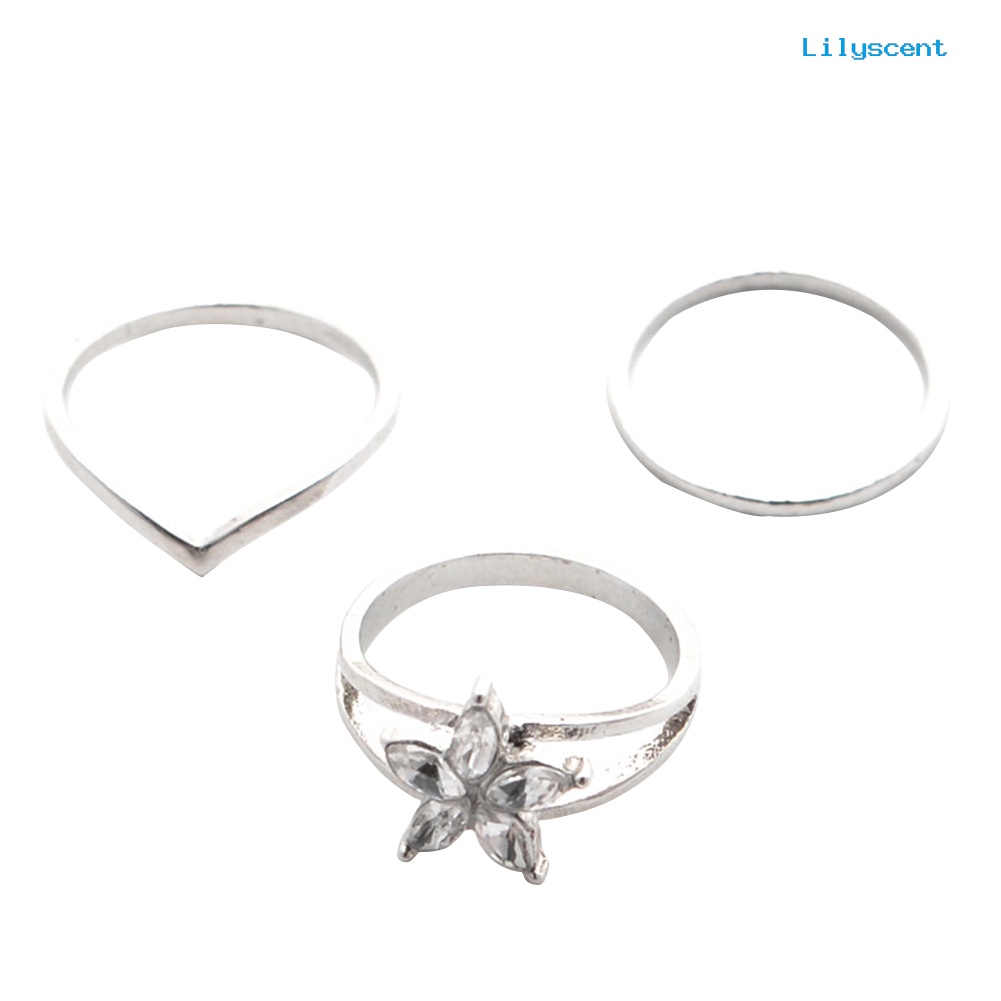 3pcs Cincin Jari Kaki Desain Bunga Daisy Gaya Retro Bohemia Untuk Wanita