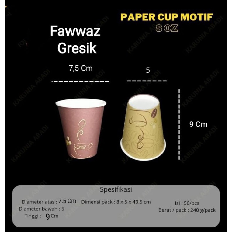 Paper Cup 8 oz Motif - Gelas Kertas Motif 50 Pcs Gelas Kopi Kertas